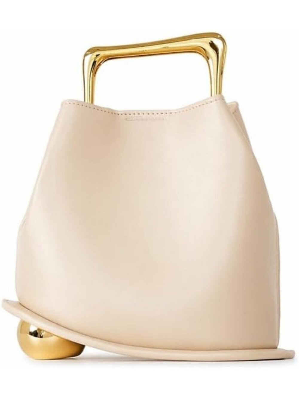 Stylish Faux Leather Bucket Bag Crossbody Purse with Gold Handle for Daily Use